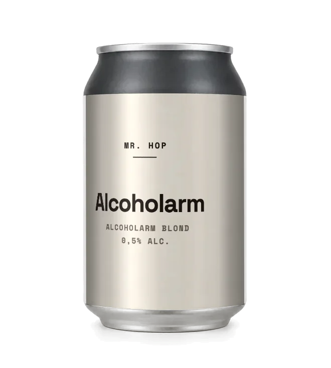 Blik Alcoholarm met een neutraal etiket