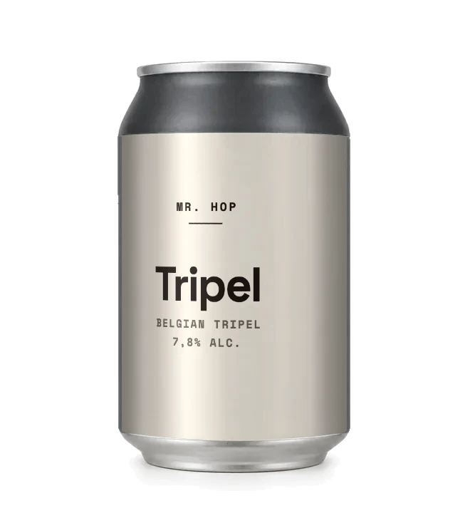 Blik Tripel met een neutraal etiket