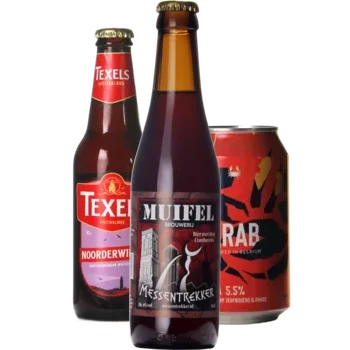 Selectie van amber bieren uit ons assortiment