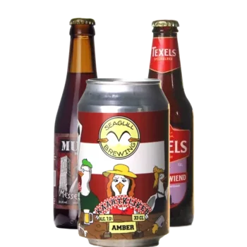 Selectie van amber bieren uit ons assortiment