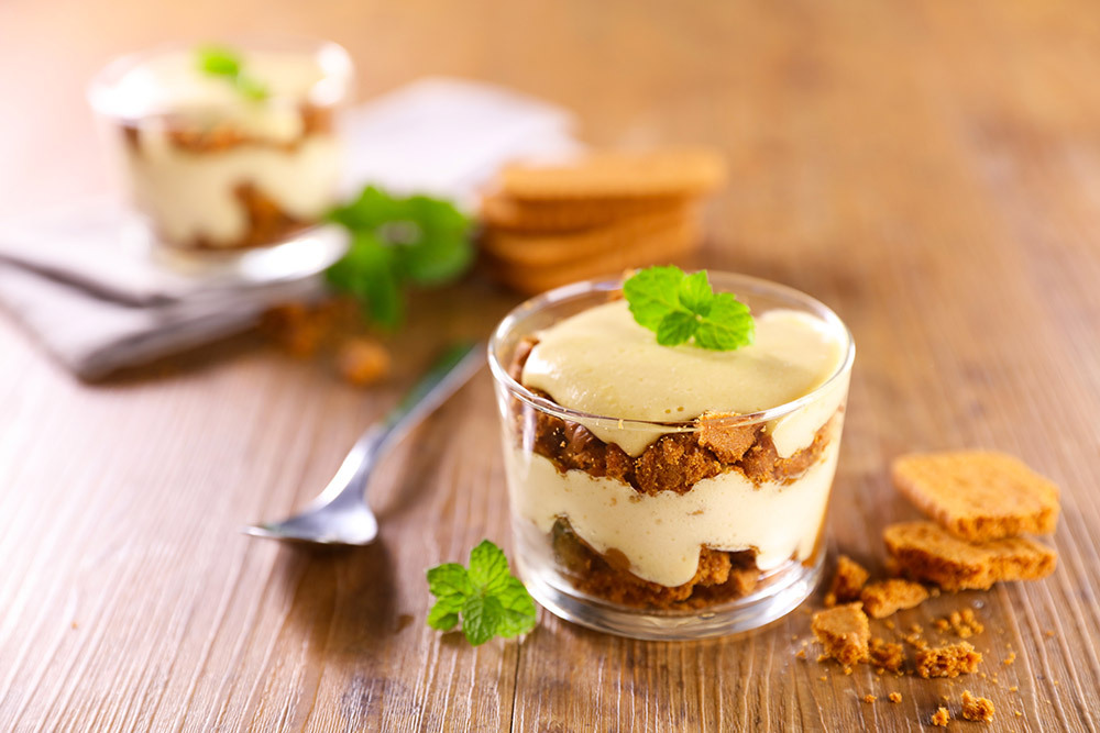 Biersabayon mit karamellisierter Birne und Lebkuchen