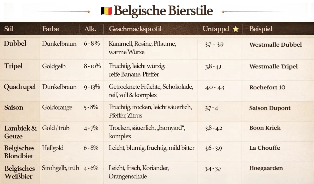 Eine Übersicht über alle belgischen Bierstile