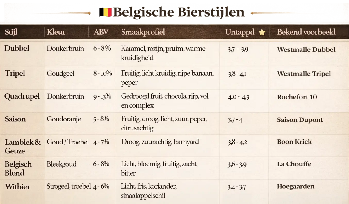 Een overzicht van alle belgische bierstijlen