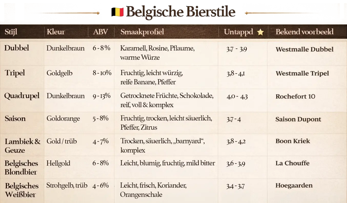 Eine Übersicht über alle belgischen Bierstile