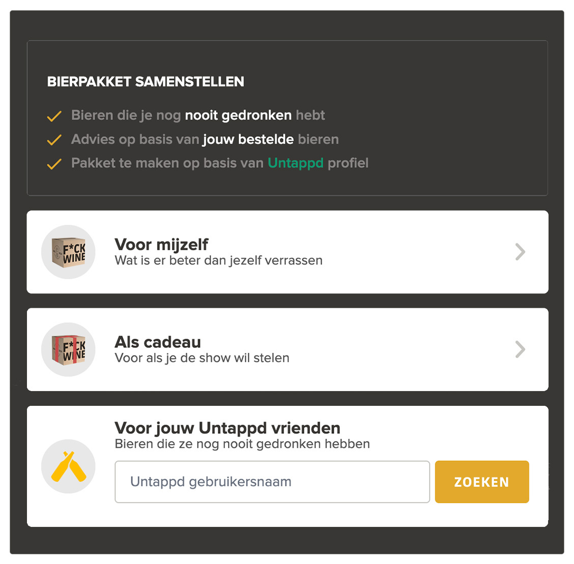 Bierpakket samenstellen op basis van untappd